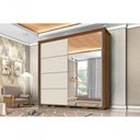 Ver imagem 7 de Guarda Roupa Casal 100% Mdf California Porta Correr com Espelho 7 Gavetas Canela Off White Carmolar