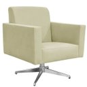Ver imagem 1 de Poltrona Decorativa com Base Giratória Para Sala de Estar Helô Suede Bege - Lyam Decor