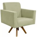 Ver imagem 1 de Poltrona Decorativa Giratória Para Sala de Estar Base de Madeira Helô Suede Bege - Lyam Decor