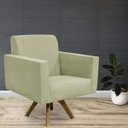 Ver imagem 2 de Poltrona Decorativa Giratória Para Sala de Estar Base de Madeira Helô Suede Bege - Lyam Decor