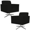 Ver imagem 1 de Kit 2 Poltronas Decorativas Base Giratória para Helô Suede Preto - Lyam Decor