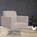 Ver imagem 2 de Kit 2 Poltronas Decorativas Base Giratória para Helô Linho Bege - Lyam Decor