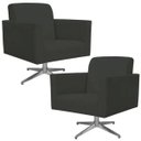 Ver imagem 1 de Kit 2 Poltronas Decorativas Base Giratória para Helô Suede Cinza - Lyam Decor