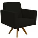 Ver imagem 1 de Poltrona Decorativa Giratória Para Sala de Estar Base de Madeira Helô Suede Preto - Lyam Decor