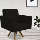 Ver imagem 2 de Poltrona Decorativa Giratória Para Sala de Estar Base de Madeira Helô Suede Preto - Lyam Decor