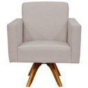 Ver imagem 4 de Kit 2 Poltronas Decorativas Giratória Madeira Sala Estar Helô Linho Bege - Lyam Decor
