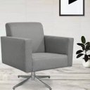 Ver imagem 2 de Kit 2 Poltronas Decorativas Base Giratória para Helô Linho Cinza Escuro - Lyam