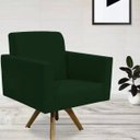Ver imagem 2 de Poltrona Decorativa Giratória Sala de Estar Base de Madeira Helô Suede Verde Musgo - Lyam Decor