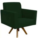 Ver imagem 1 de Poltrona Decorativa Giratória Sala de Estar Base de Madeira Helô Suede Verde Musgo - Lyam Decor