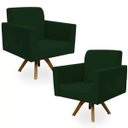 Ver imagem 1 de Kit 2 Poltronas Decorativas Giratória Helô Suede Verde Musgo - Lyam Decor