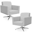 Ver imagem 1 de Kit 2 Poltronas Decorativas Base Giratória para Helô Linho Cinza - Lyam Decor