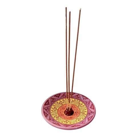 Incensário de Cerâmica Peruano 3 Cores 14 Cm para 3 Incenso