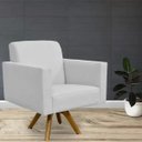 Ver imagem 2 de Kit 2 Poltronas Decorativas Giratória para Sala Estar Base de Madeira Helô Linho Cinza - Lyam