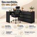 Ver imagem 3 de Conjunto Escritório com Mesa em L 6 Gavetas e Cadeira Giratória Multimóveis MCR6116 Preto