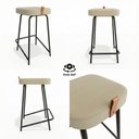 Ver imagem 4 de Kit 04 Banquetas Médias para Cozinha Vik Estofada Linho Bege - Desk Design