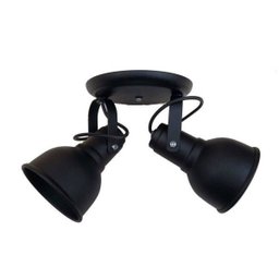 Spot Tubo Alumínio Preto Texturizado 2 x E27 - 1