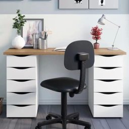 Mesa para Escritório Escrivaninha Due Web Nogal Branco - Lyam Decor - 2