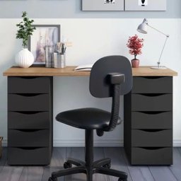 Mesa para Escritório Escrivaninha Due Web Nogal Preto - Lyam Decor - 2