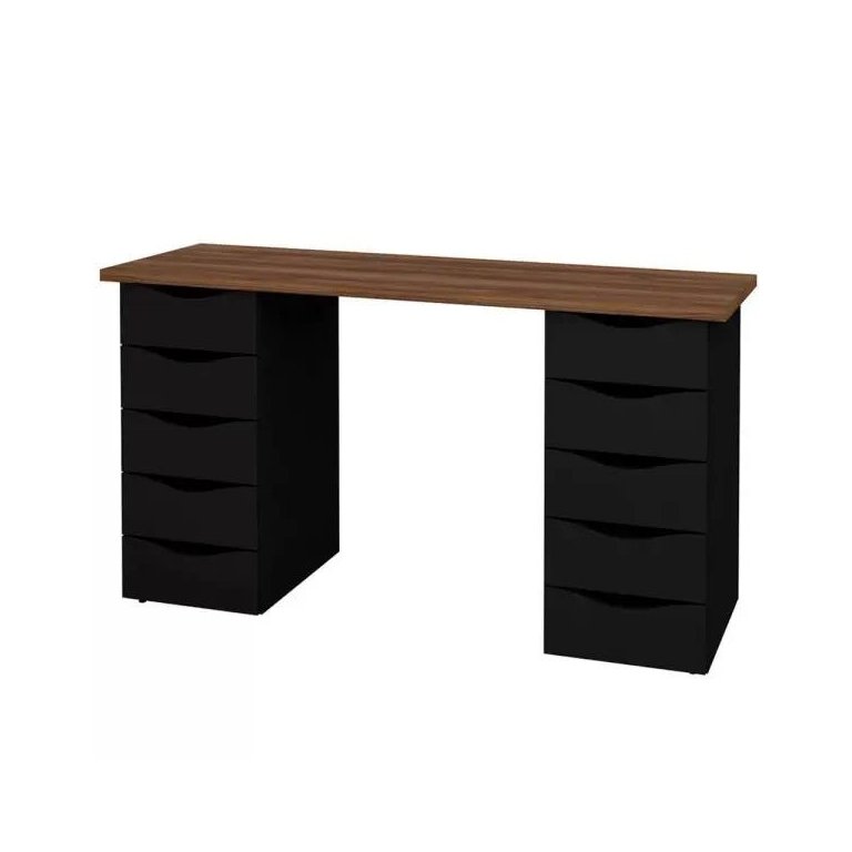 Mesa para Escritório Escrivaninha Due Web Nogal Preto - Lyam Decor