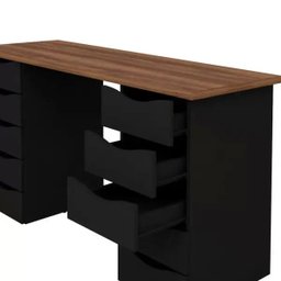 Mesa para Escritório Escrivaninha Due Web Nogal Preto - Lyam Decor - 3