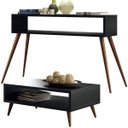 Ver imagem 1 de Kit Aparador com Mesa de Centro Lara Preto Pés Palito - Lyam Decor