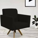 Ver imagem 2 de Kit 2 Poltronas Decorativas Giratória para Base de Madeira Helô Suede Preto - Lyam