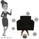 Ver imagem 3 de Kit 2 Poltronas Decorativas Giratória para Base de Madeira Helô Suede Preto - Lyam