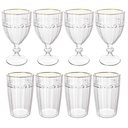 Ver imagem 1 de Jogo de Taças e Copos de Cristal Imperial Fio de Ouro 8 Peças - Lyor