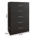Ver imagem 4 de Cômoda Angra 5 Gavetas Preto - Panorama Móveis