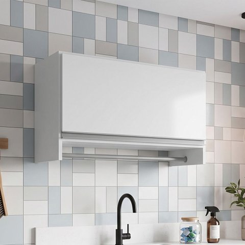 Armário Multiuso Aéreo Cabideiro Grécia Branco - Lyam Decor