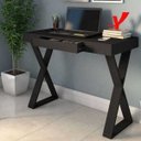 Ver imagem 2 de Mesa para Escritório Escrivaninha Cavalete 1 Gaveta Veneza A02 Web Preto - Lyam Decor
