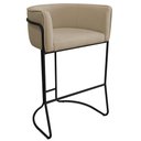 Ver imagem 1 de Banqueta Alta com Encosto Betina Base Preto Linho Bege - Nexta Casa