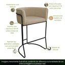 Ver imagem 5 de Banqueta Alta com Encosto Betina Base Preto Linho Bege - Nexta Casa