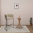Ver imagem 2 de Banqueta Alta com Encosto Betina Base Preto Linho Bege - Nexta Casa