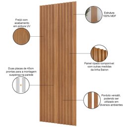 Painel Ripado de Madeira para Sala Quarto 89x183cm Bairon D03 Freijó - Lyam Decor - 4 Painel Ripado de Madeira para Sala Quarto 89x183cm Bairon D03 Freijó - Lyam Decor - 4