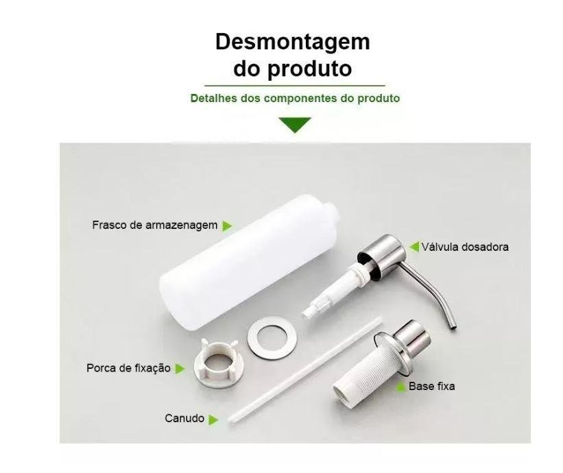 Dosador Dispenser Embutir Inox 304 Sabão Sabonete Detergente - 3