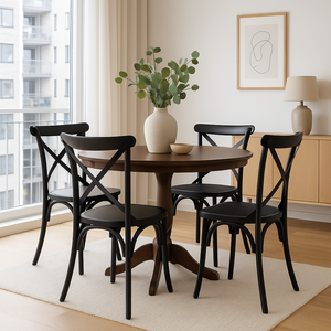 Kit 4 Cadeiras Paris Katrina Cross Empilhável Seat&co Preto Assento Preto Liso