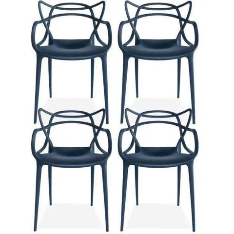 Kit 4 Cadeiras Decorativas para Sala de Jantar Amsterdam Preto - Lyam Decor