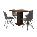 Ver imagem 6 de Mesa Jantar Londres Quadrada Amêndoa 90cm Base Preta 4 Cadeiras Eames Estofadas Grafite Ferro Preto