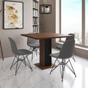 Ver imagem 1 de Mesa Jantar Londres Quadrada Amêndoa 90cm Base Preta 4 Cadeiras Eames Estofadas Grafite Ferro Preto