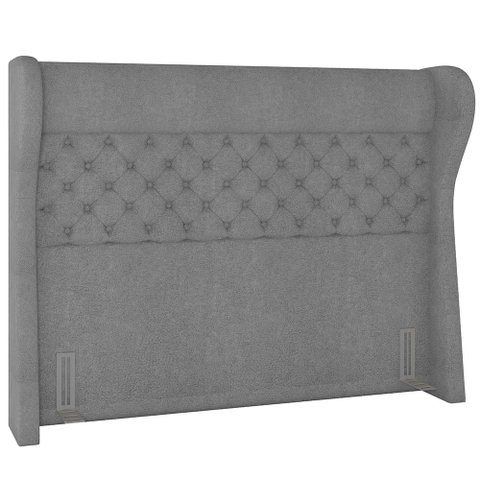 Cabeceira Cama Box King 195 Cm P05 Madrid Bouclê Cinza - Lyam Decor