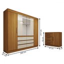 Ver imagem 4 de Quarto Completo Casal Honey 5 Portas 10 Gavetas com Espelho Cinamomo/off White - Panorama Móveis