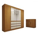 Ver imagem 3 de Quarto Completo Casal Honey 5 Portas 10 Gavetas com Espelho Cinamomo/off White - Panorama Móveis
