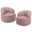 Ver imagem 2 de Kit 02 Poltronas Giratória Orgânica para Sala de Estar Living Helena L02 Linho Rosa - Lyam Deco
