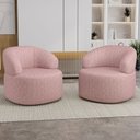 Ver imagem 1 de Kit 02 Poltronas Giratória Orgânica para Sala de Estar Living Helena L02 Linho Rosa - Lyam Deco