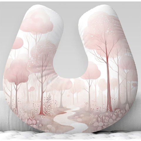 Almofada de Amamentação Travesseiro Floresta Árvores Rosa Feminino