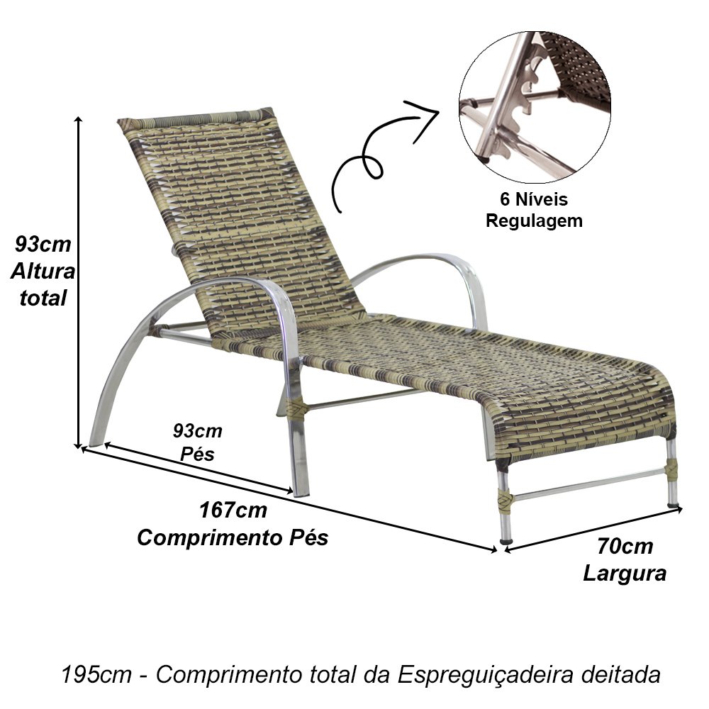 2 Espreguiçadeiras Garden e Mesa em Alumínio para Piscina - Capuccino - 4