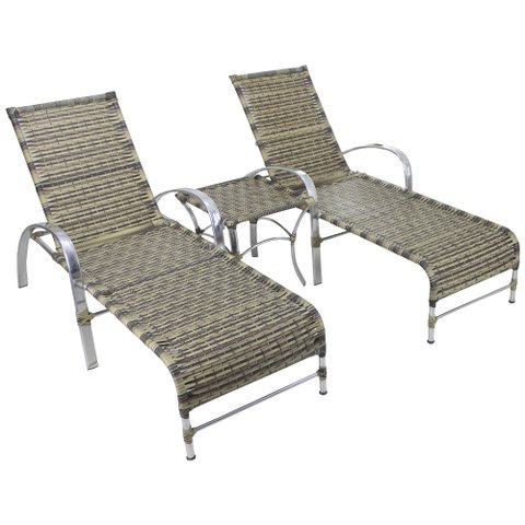 2 Espreguiçadeiras Garden e Mesa em Alumínio para Piscina - Capuccino