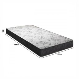 Colchão Solteiro Portobel de Kairo EPS D33 88x188x19 Preto Com Branco Bambu  - 2