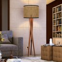 Ver imagem 2 de Luminária de Chão Paris com Pés de Madeira e Tela Teca Marrom 158cm